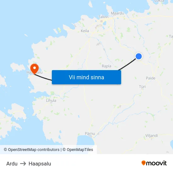 Ardu to Haapsalu map
