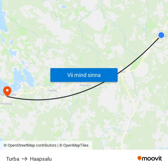 Turba to Haapsalu map