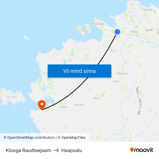 Klooga Raudteejaam to Haapsalu map