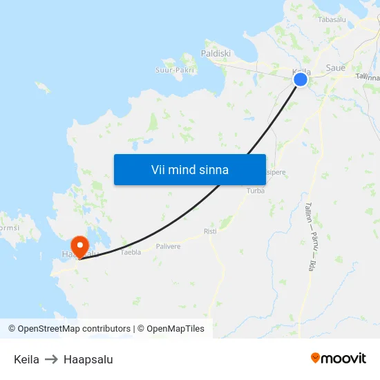 Keila to Haapsalu map