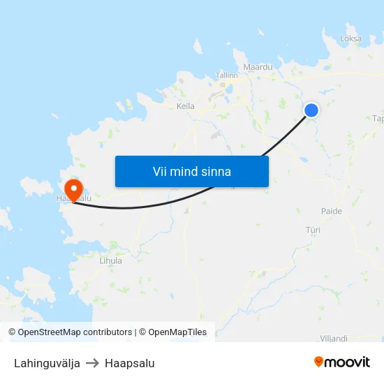 Lahinguvälja to Haapsalu map