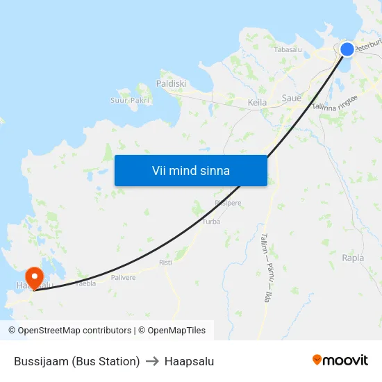 Bussijaam (Bus Station) to Haapsalu map