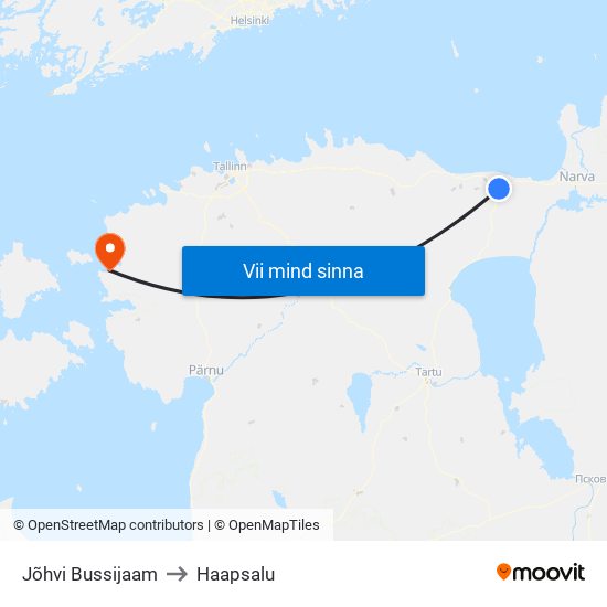 Jõhvi Bussijaam to Haapsalu map