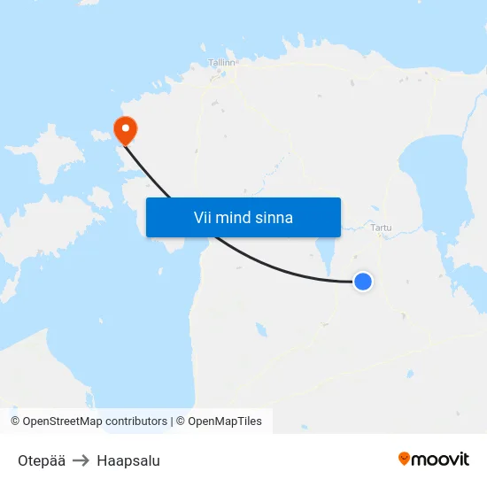 Otepää to Haapsalu map