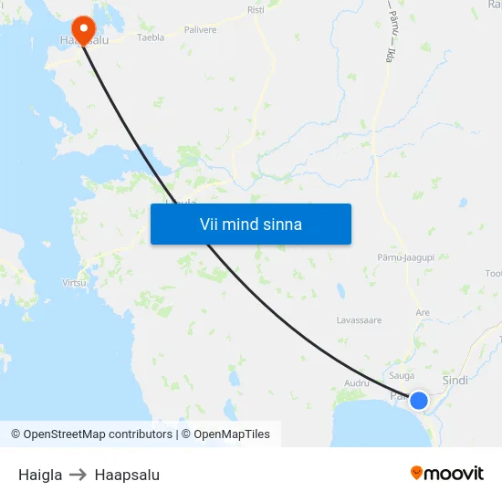 Haigla to Haapsalu map