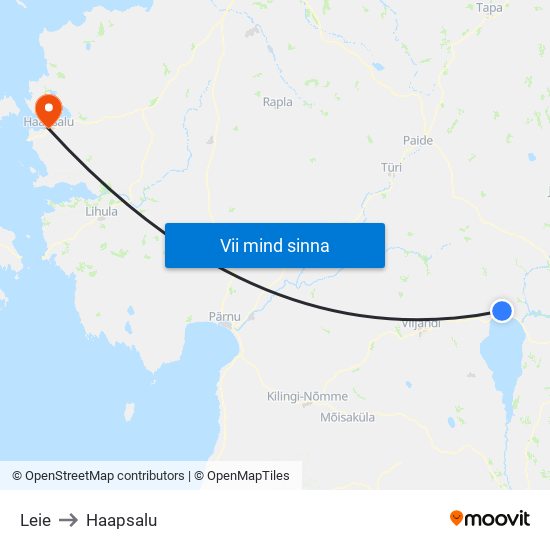 Leie to Haapsalu map