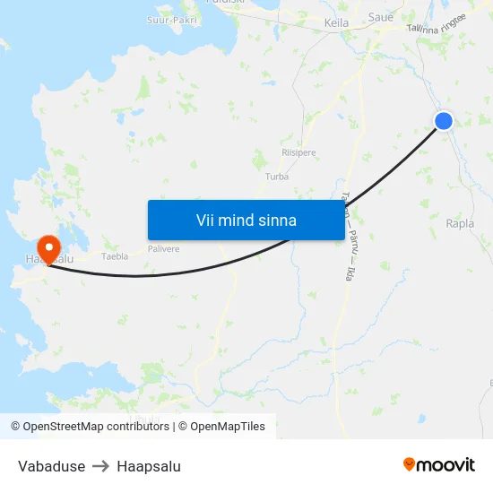 Vabaduse to Haapsalu map
