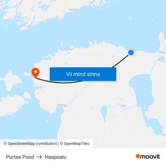 Purtse Pood to Haapsalu map