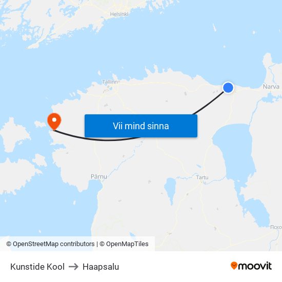 Kunstide Kool to Haapsalu map