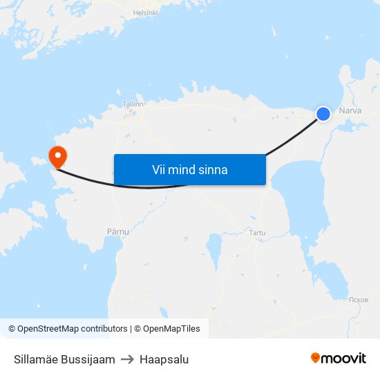 Sillamäe Bussijaam to Haapsalu map