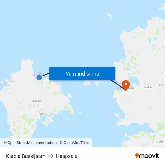 Kärdla Bussijaam to Haapsalu map
