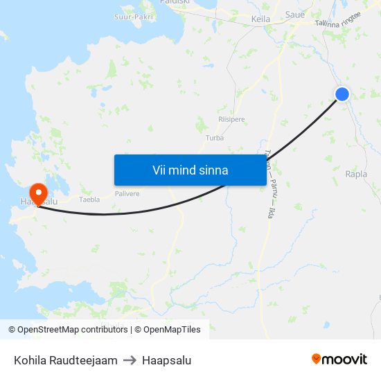 Kohila Raudteejaam to Haapsalu map