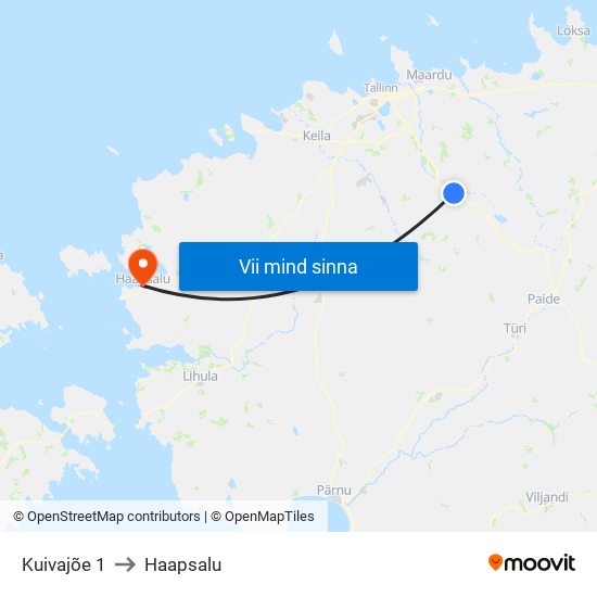 Kuivajõe 1 to Haapsalu map