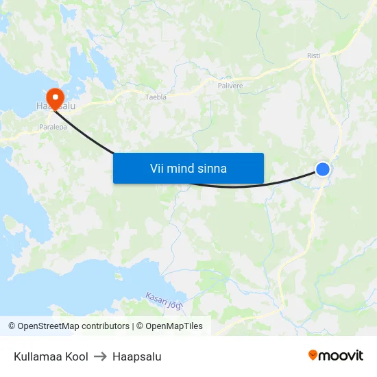 Kullamaa Kool to Haapsalu map