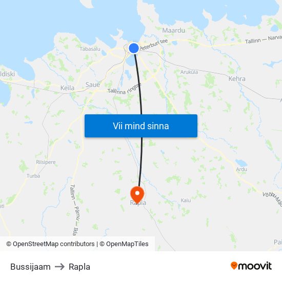 Bussijaam to Rapla map