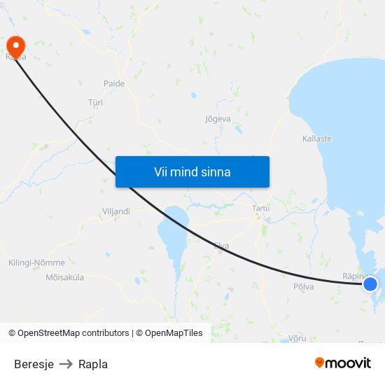 Beresje to Rapla map