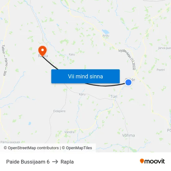 Paide Bussijaam 6 to Rapla map