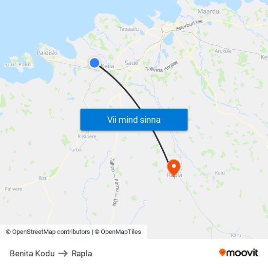 Benita Kodu to Rapla map