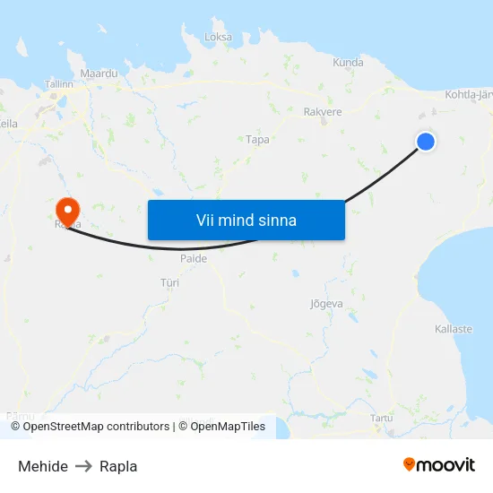 Mehide to Rapla map