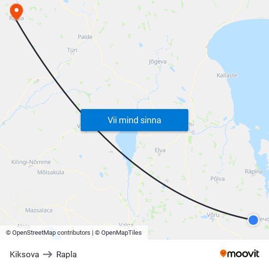 Kiksova to Rapla map