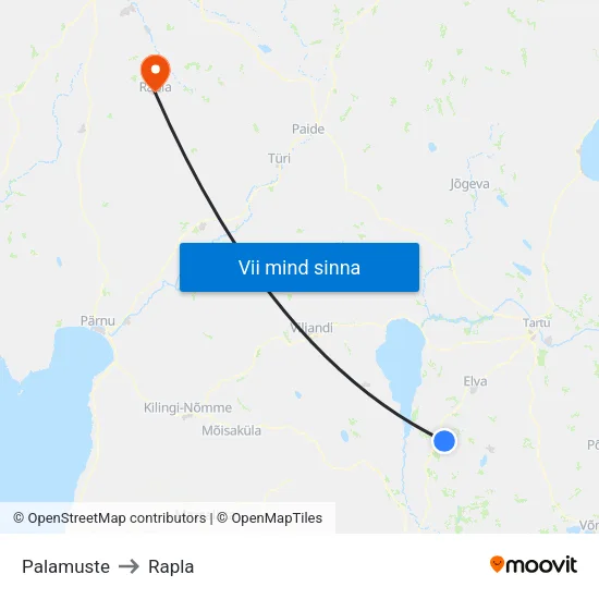 Palamuste to Rapla map