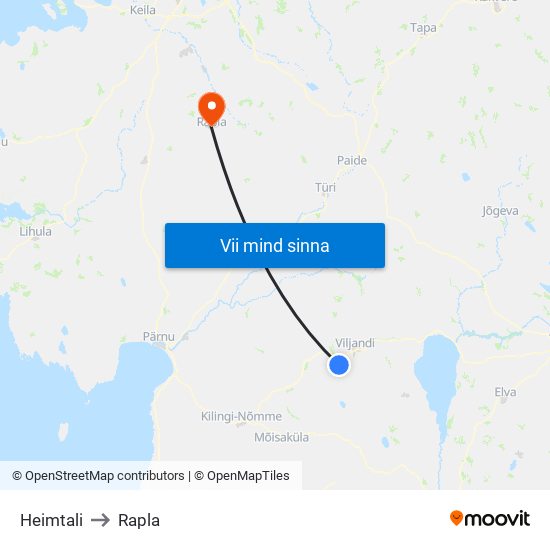 Heimtali to Rapla map
