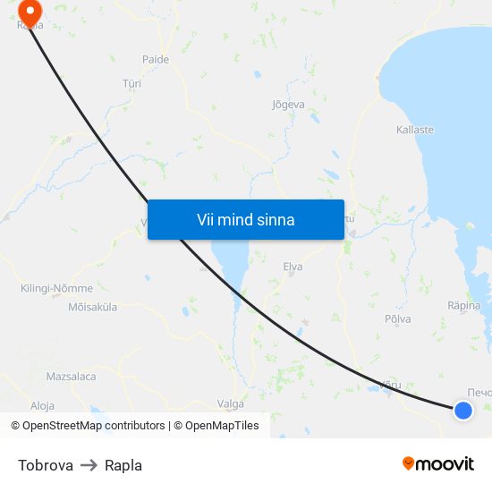 Tobrova to Rapla map