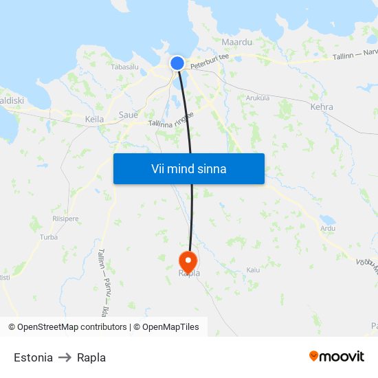 Estonia to Rapla map