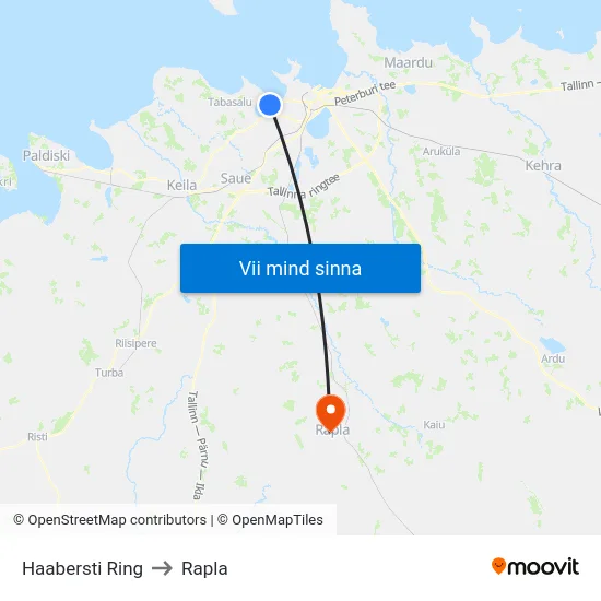 Haabersti Ring to Rapla map