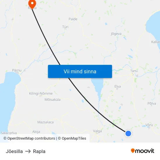 Jõesilla to Rapla map