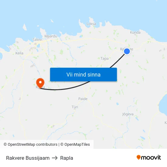 Rakvere Bussijaam to Rapla map