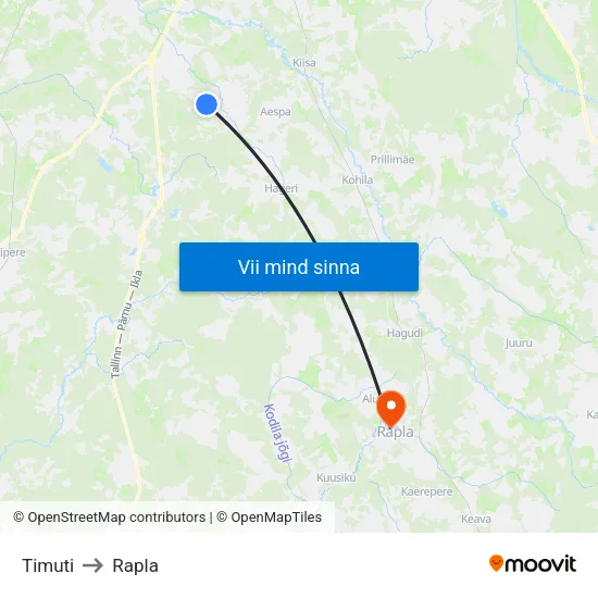 Timuti to Rapla map