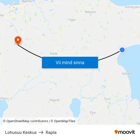 Lohusuu Keskus to Rapla map