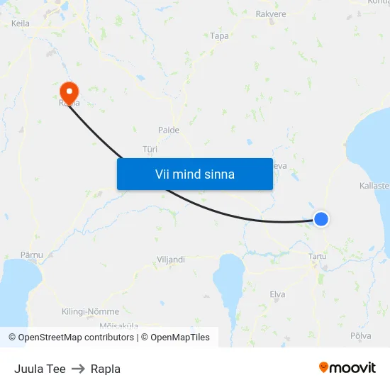 Juula Tee to Rapla map