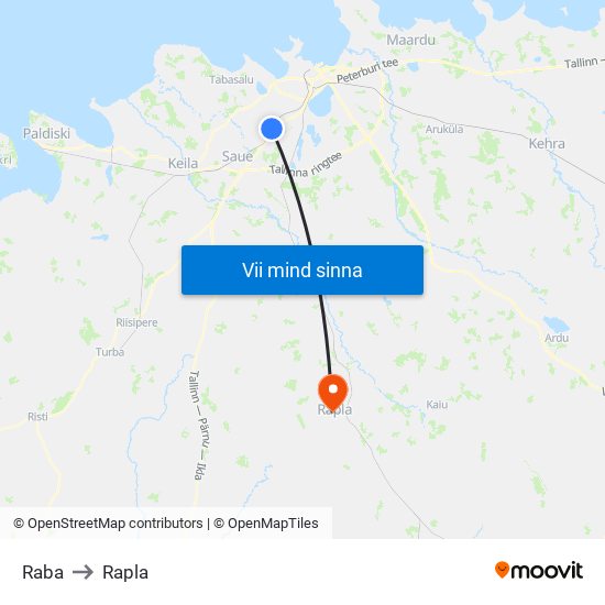 Raba to Rapla map