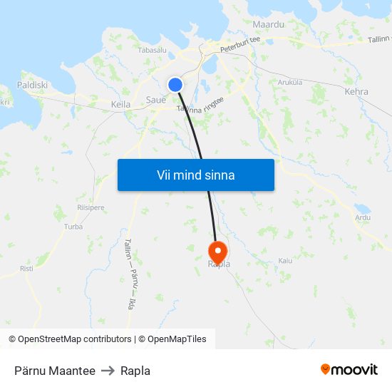 Pärnu Maantee to Rapla map