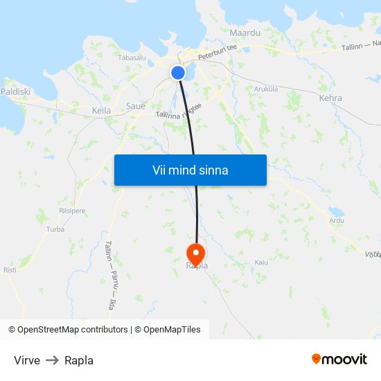 Virve to Rapla map