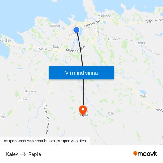 Kalev to Rapla map