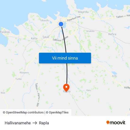 Hallivanamehe to Rapla map