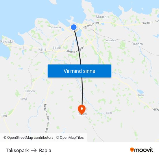 Taksopark to Rapla map