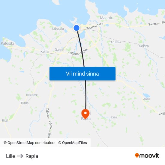 Lille to Rapla map