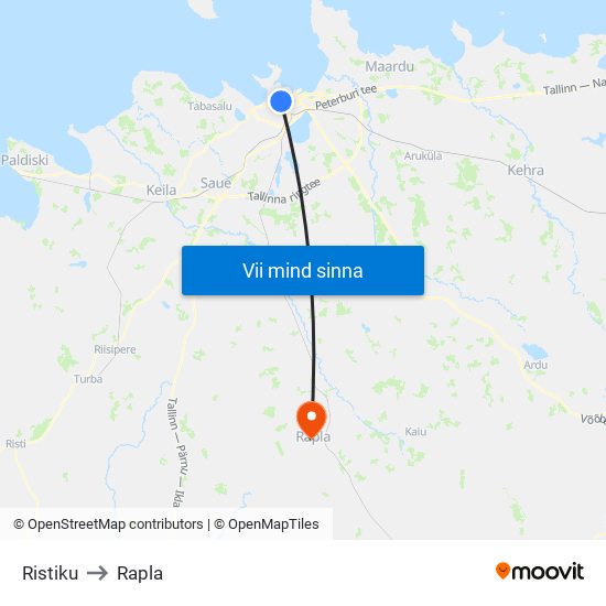 Ristiku to Rapla map