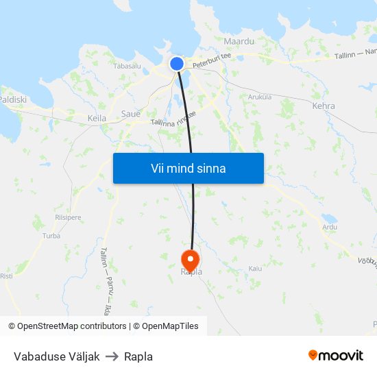 Vabaduse Väljak to Rapla map