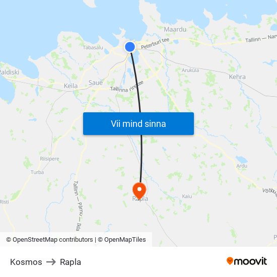 Kosmos to Rapla map