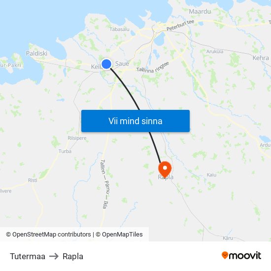Tutermaa to Rapla map