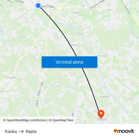 Künka to Rapla map