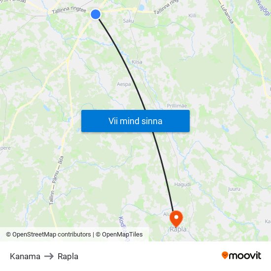 Kanama to Rapla map