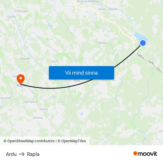 Ardu to Rapla map