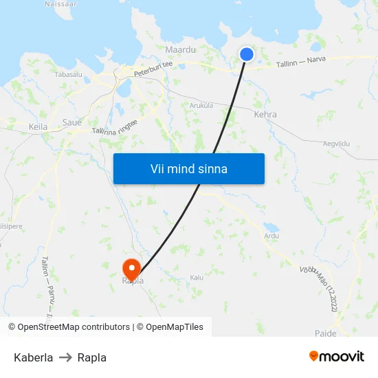 Kaberla to Rapla map