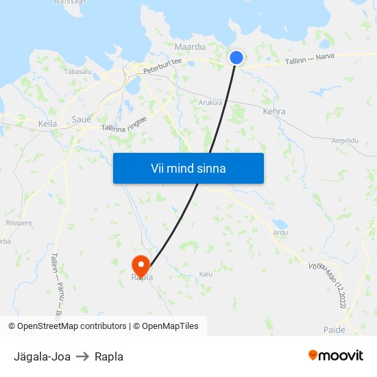 Jägala-Joa to Rapla map